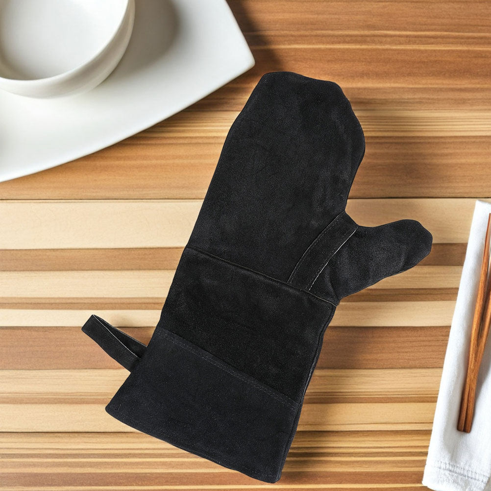 Kitchen Baking Cooking - 3Pcs Heat Resistant Black Oven Gloves