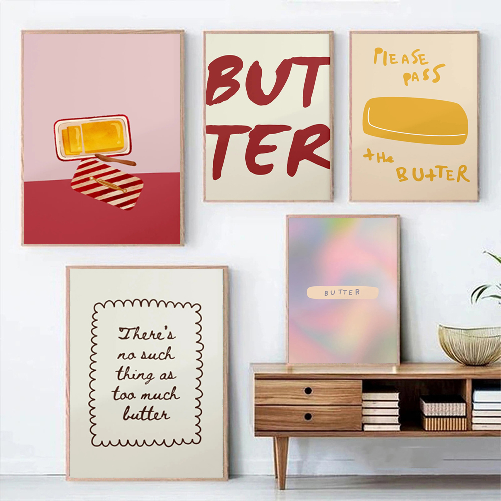 Kitchen Baking Wall Art - (1pc frameless)1pc Butter Poster Minimalist Kitchen