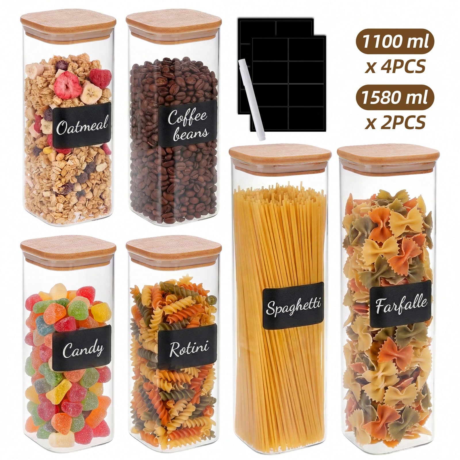6/12pcs Glass Food Storage Con - Kitchen Baking Storage Containers ulasan dan harga