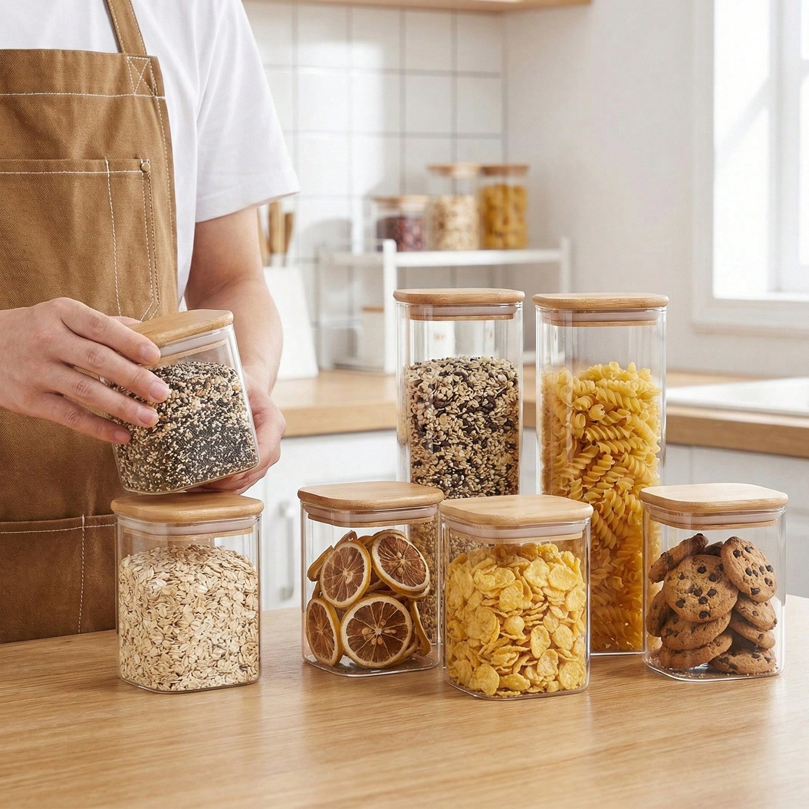 6/12pcs Glass Food Storage Con - Kitchen Baking Storage Containers ulasan dan harga
