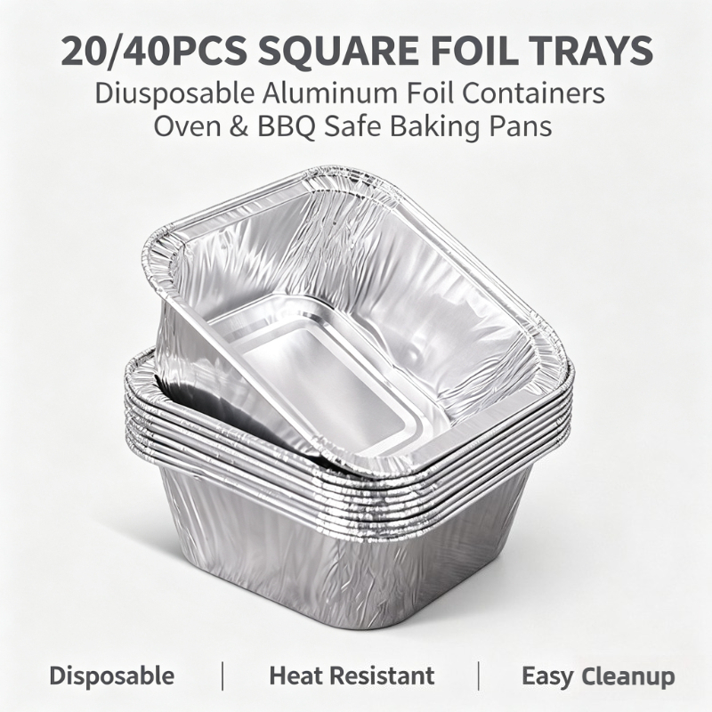 20/40Pcs Square Disposable Alu - Kitchen Baking Storage Containers ulasan dan harga