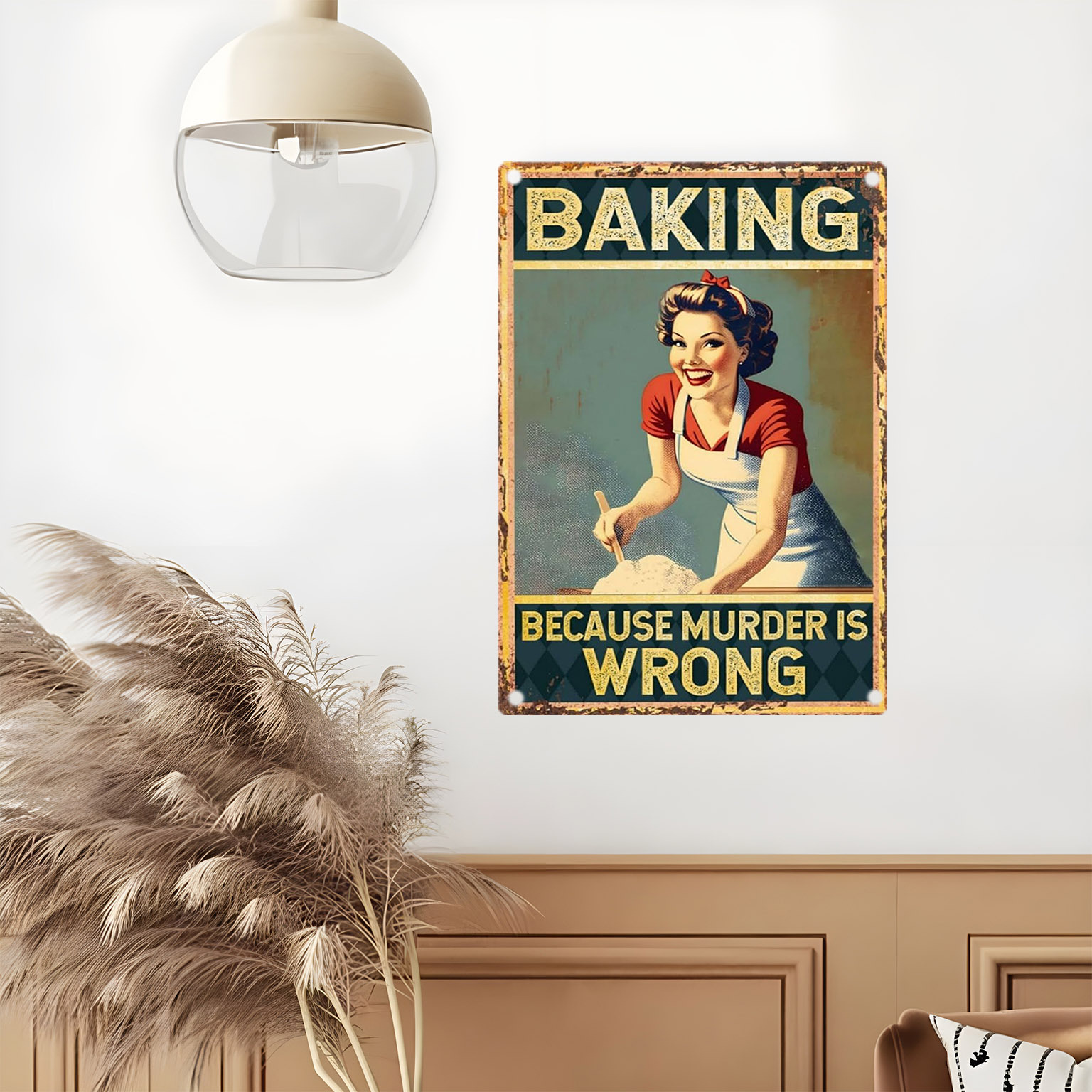 Vintage Funny Baking Quote Met - Kitchen Baking Wall Art ulasan dan harga