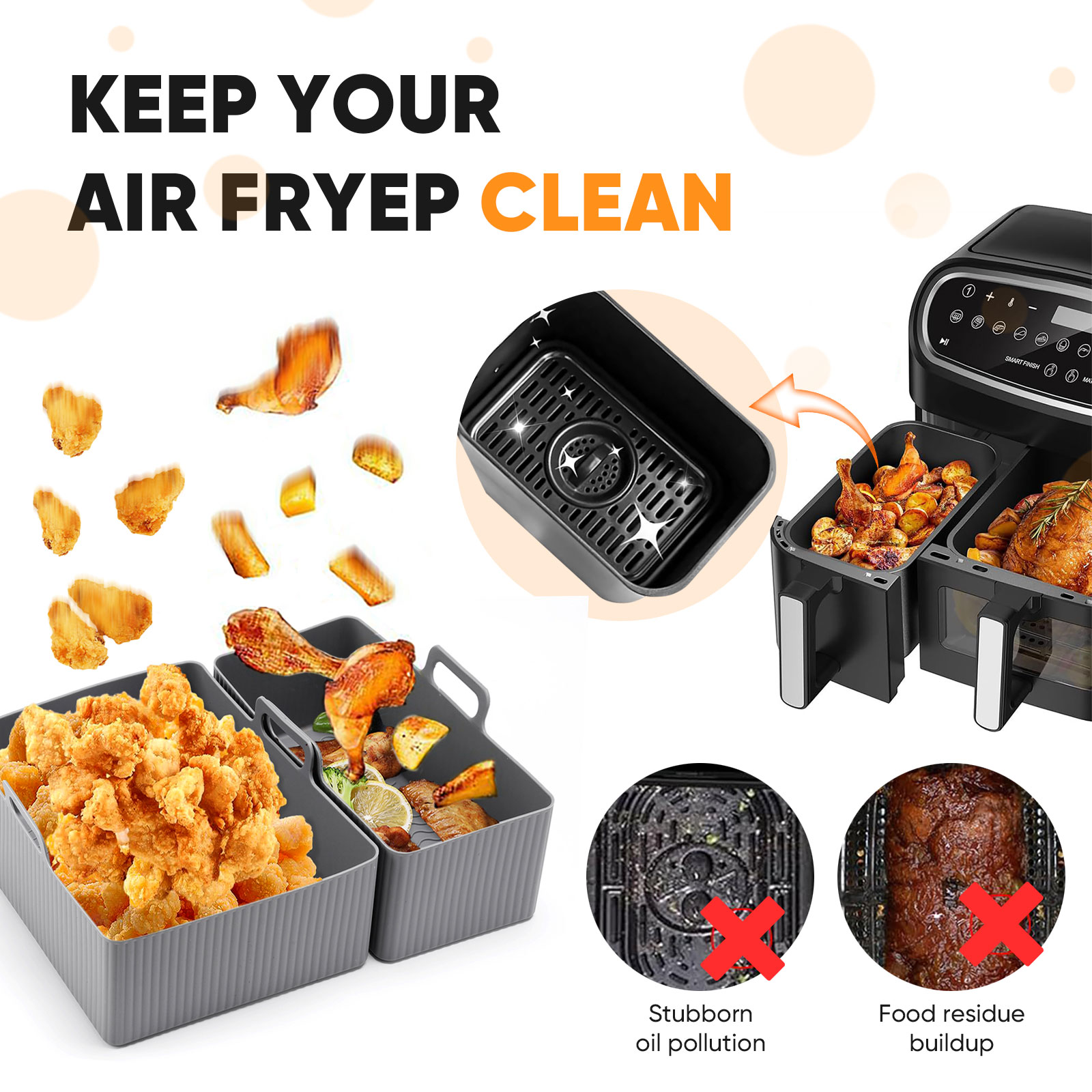 2pcs Set Silicone Air Fryer Ma - Kitchen Baking Pan Set ulasan dan harga