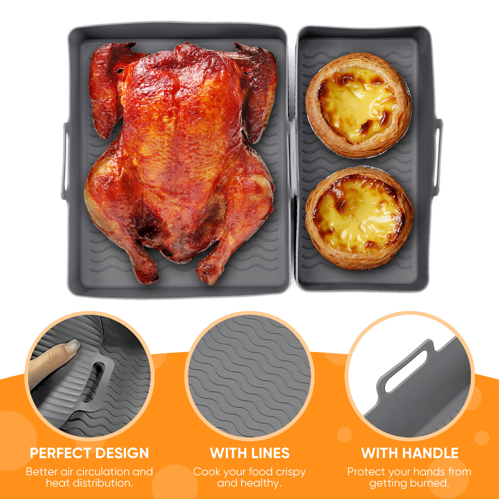 2pcs Set Silicone Air Fryer Ma - Kitchen Baking Pan Set ulasan dan harga